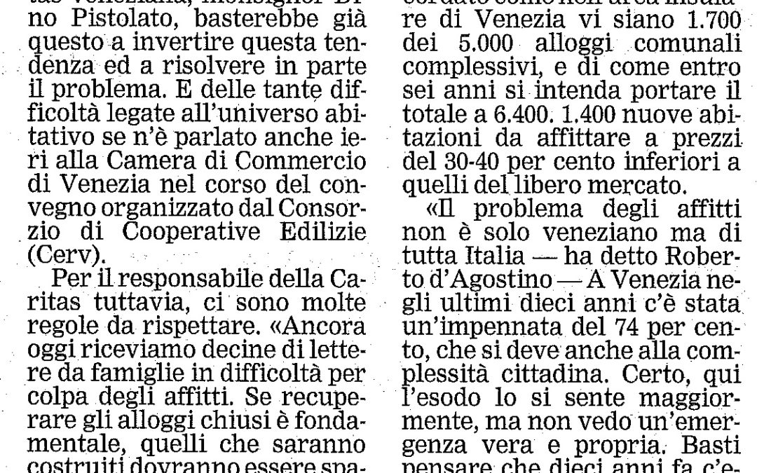 “Troppi alloggi chiusi” L’allarme della Caritas